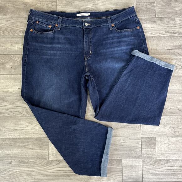 Levi's High Rise Tapered Cuffed Boyfriend Jeans Dark Wash sz 22W - Picture 1 of 7